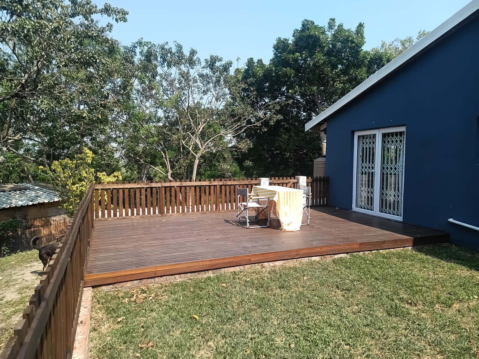 Private wooden deck and outdoor dining area